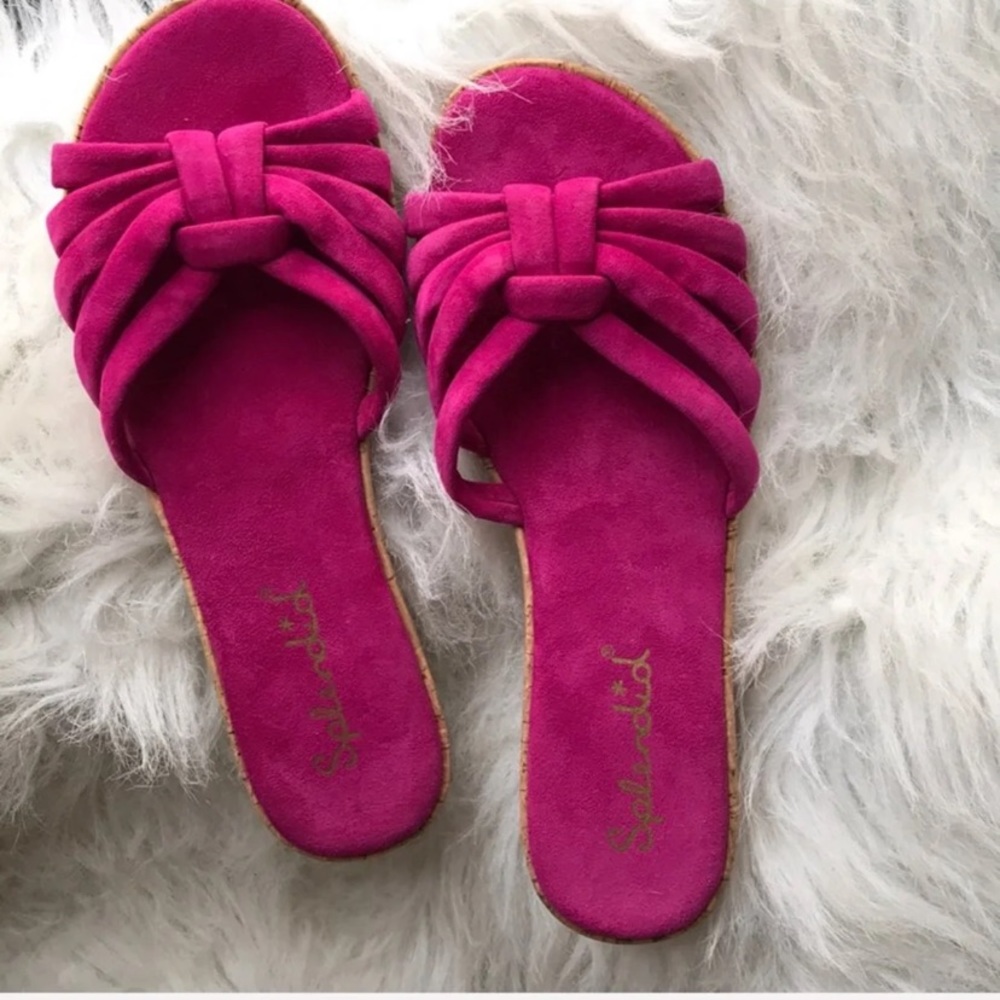 🆕NIB Splendid cork heel magenta suede slides
